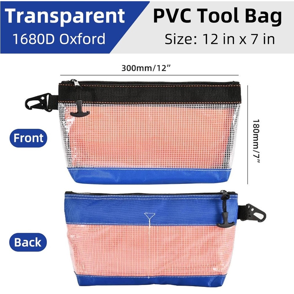 4Pcs Clear Tool 11” Zipper Pouches - Picture 2 of 5